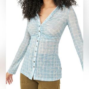 FREE PEOPLE Lucky Shirtee Button-Up Women's Top - Size XSmall